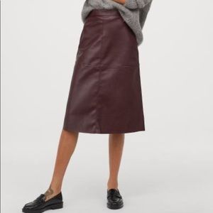GAP A-line Midi Leather Skirt